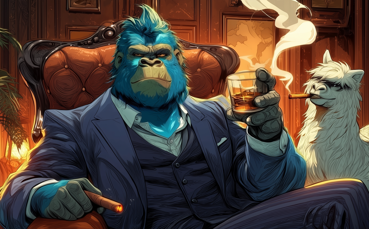 Hanno der Gorilla im Gentlemen Club, Illustration zur Duschseife Barrel No. 7