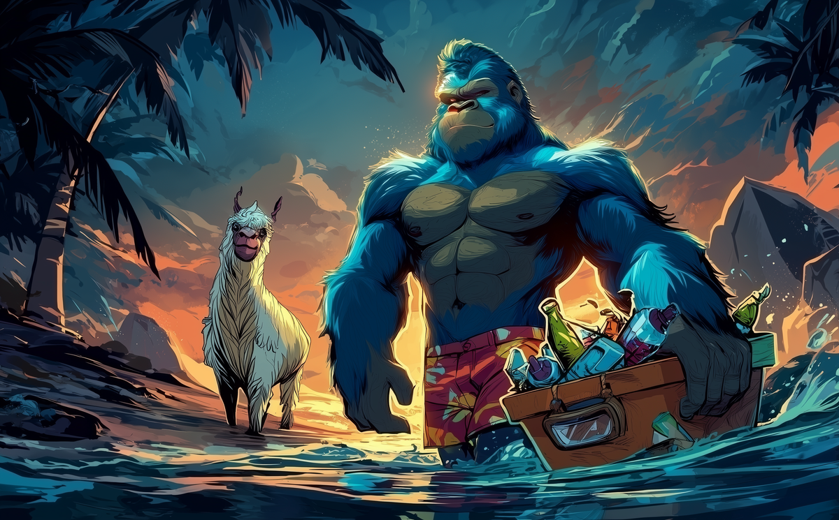 Hanno der Gorilla mit magnetischem Seifenhalter, Comic-Illustration